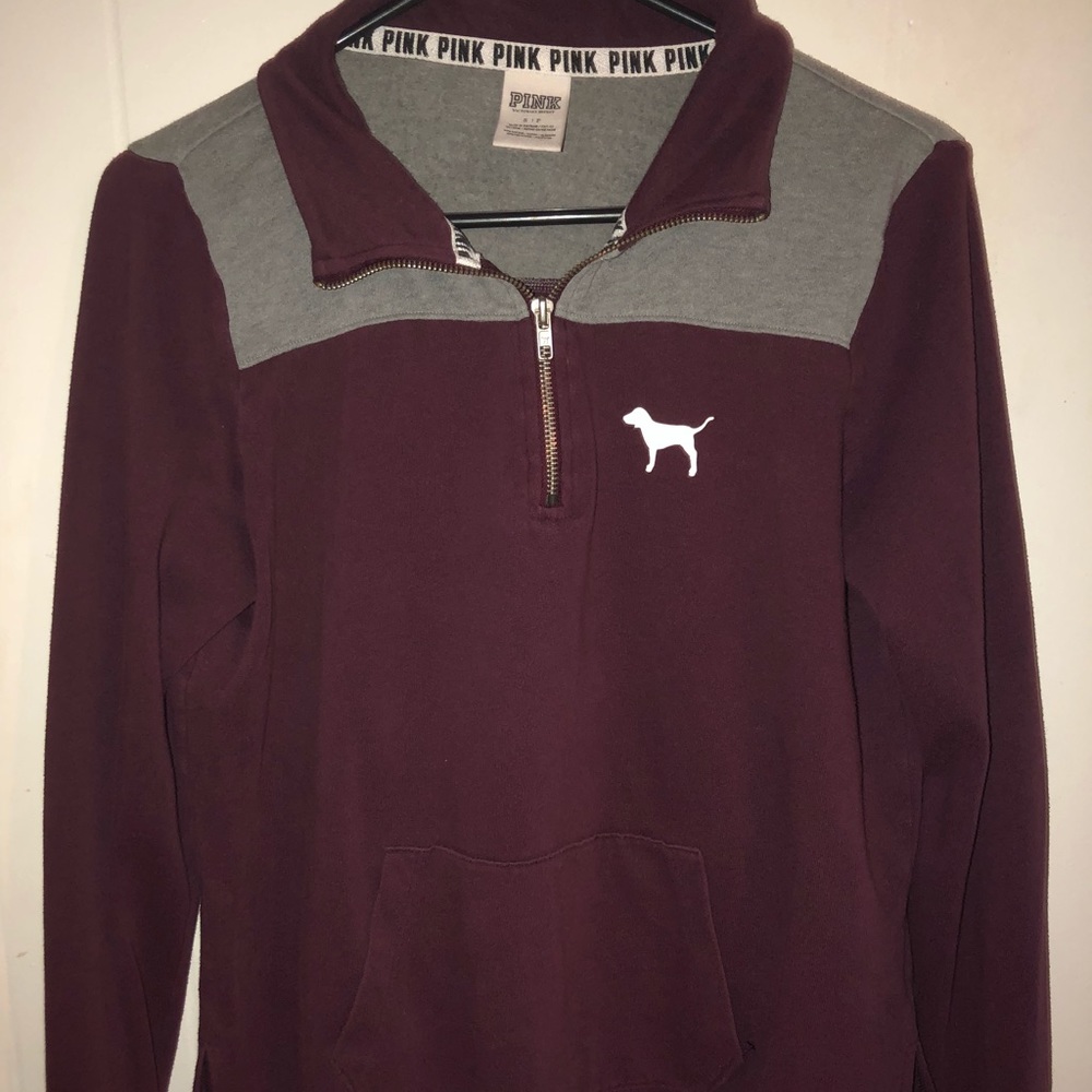 PINK QUARTER ZIP HOODIE